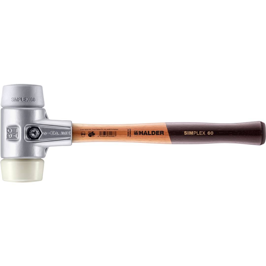HALDER SIMPLEX Schonhammer Ø 60 mm TPE-mid grau / Nylon mit Aluminiumgehäuse