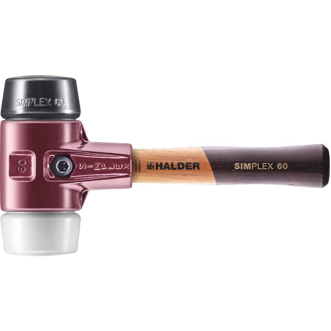 HALDER SIMPLEX Schonhammer Ø 60 mm Gummi schwarz / Superplastik kurzer Stiel mit Tempergussgehäuse