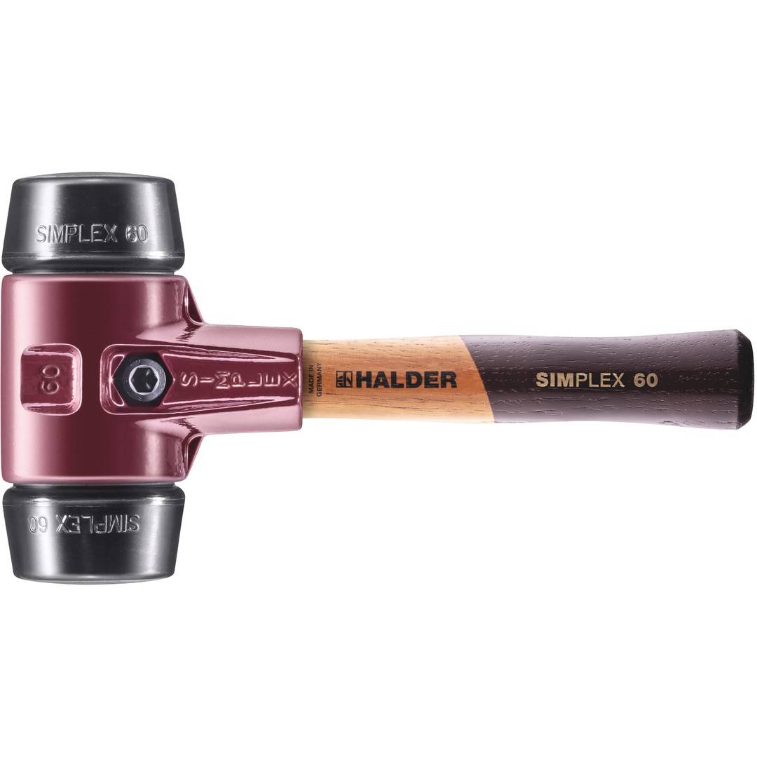 HALDER SIMPLEX Schonhammer Ø 60 mm Gummi schwarz kurzer Stiel mit Tempergussgehäuse