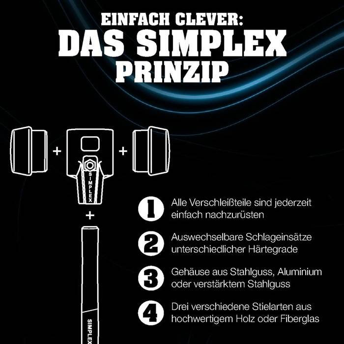 Schonhammer SIMPLEX L.280mm Kopf-D.60mm HO Stiel:ext.kurz HALDER