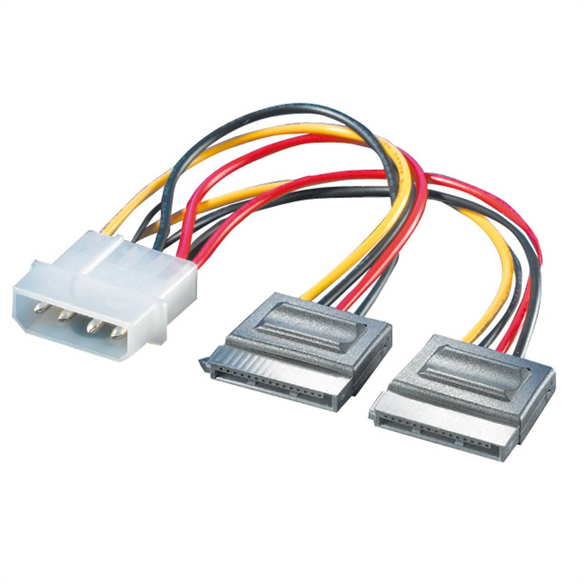 ROLINE Y-Adapterkabel 4 pol. HDD / 2x SATA, 0,12 m Kabel Interne