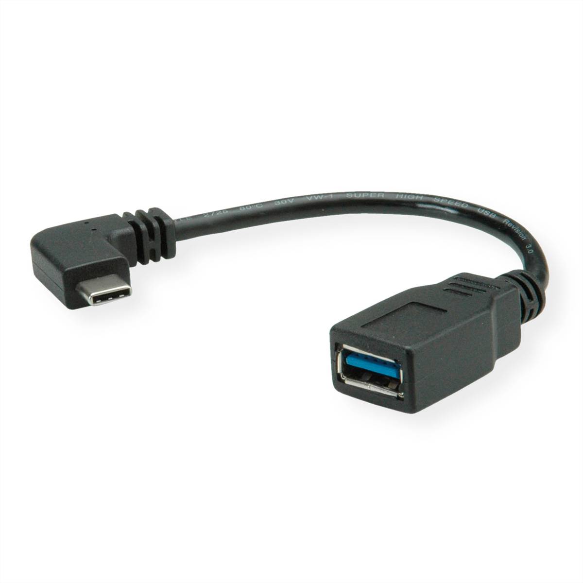 ROLINE USB 3.2 Gen 1 Kabel Typ C - Typ A, ST/BU, OTG, schwarz, 0,15 m USB & Lightning