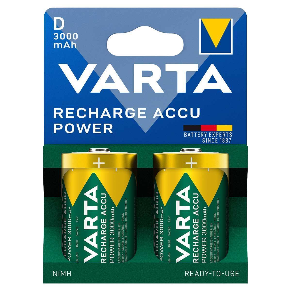 Varta Akku RECHARGE Power D HR20 3000mAh NEU 2St. Multimedia-Technik Akkus