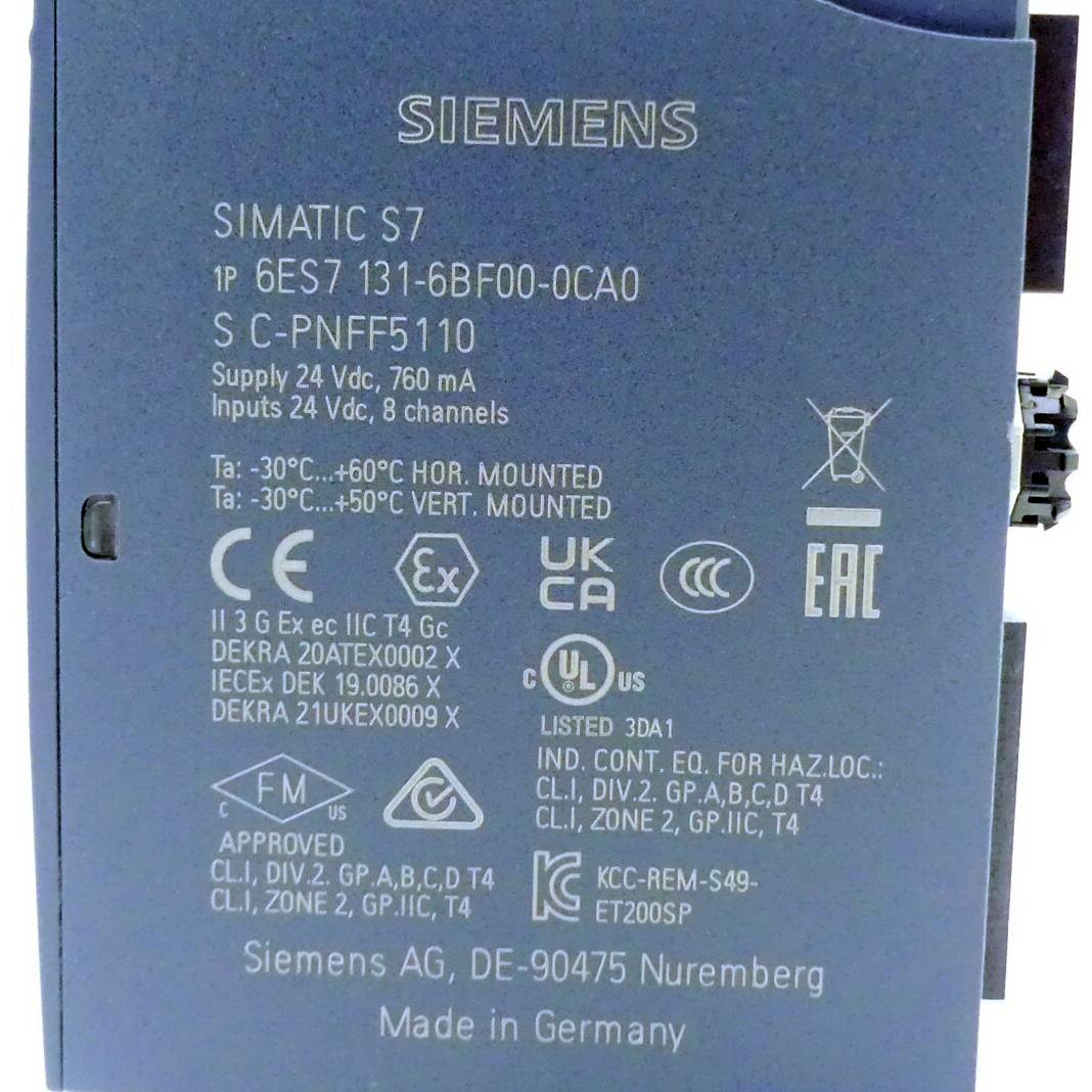 Siemens Digitaleingabemodul DI 8x24VDC (6ES7 131-6BF00-0CA0)