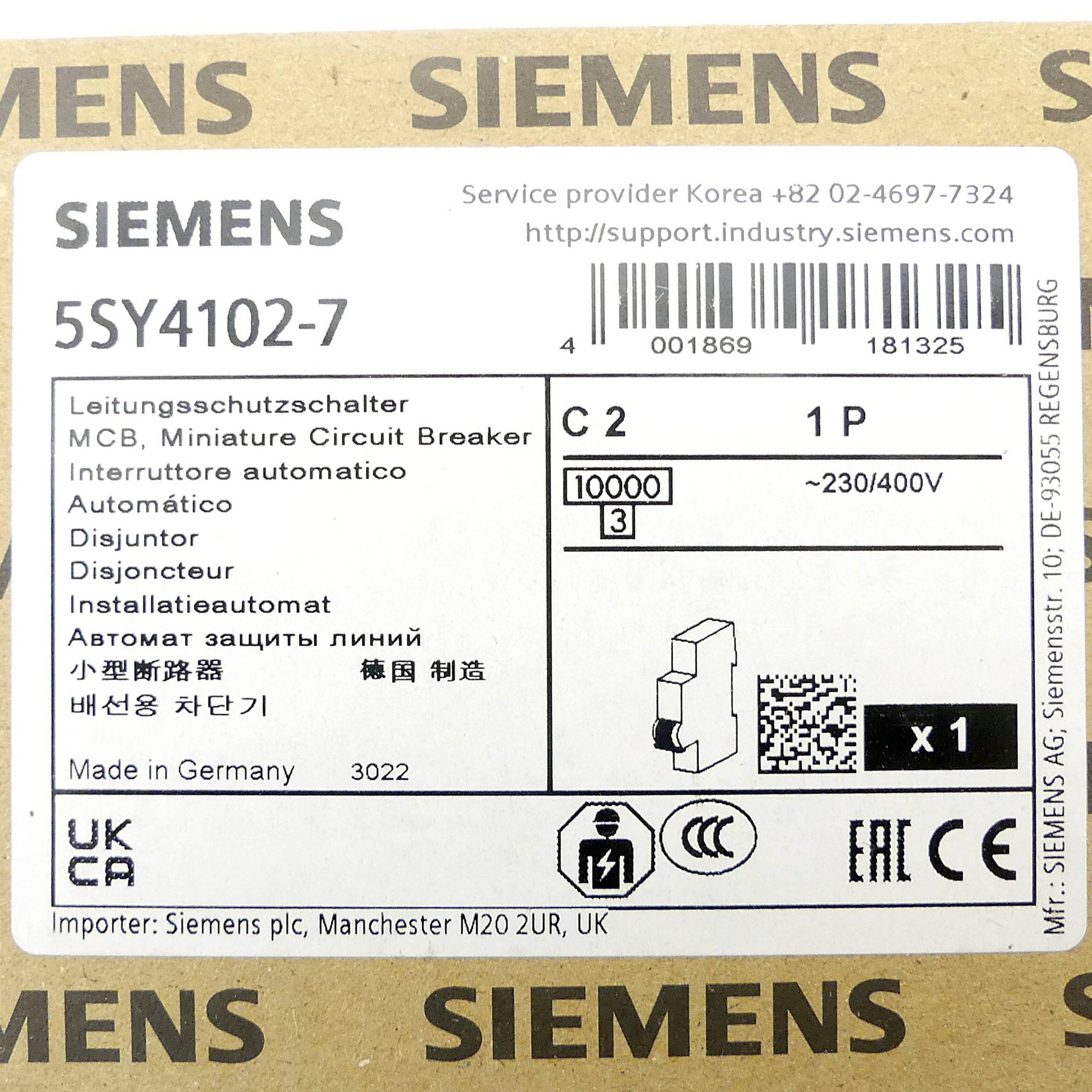 Siemens Leitungsschutzschalter (5SY4102-7)