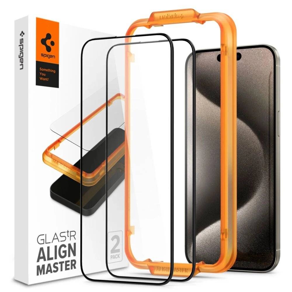 Spigen ALM Glass FC Schutzglas iPhone 15 Pro Max – Schwarz 2 Stk.