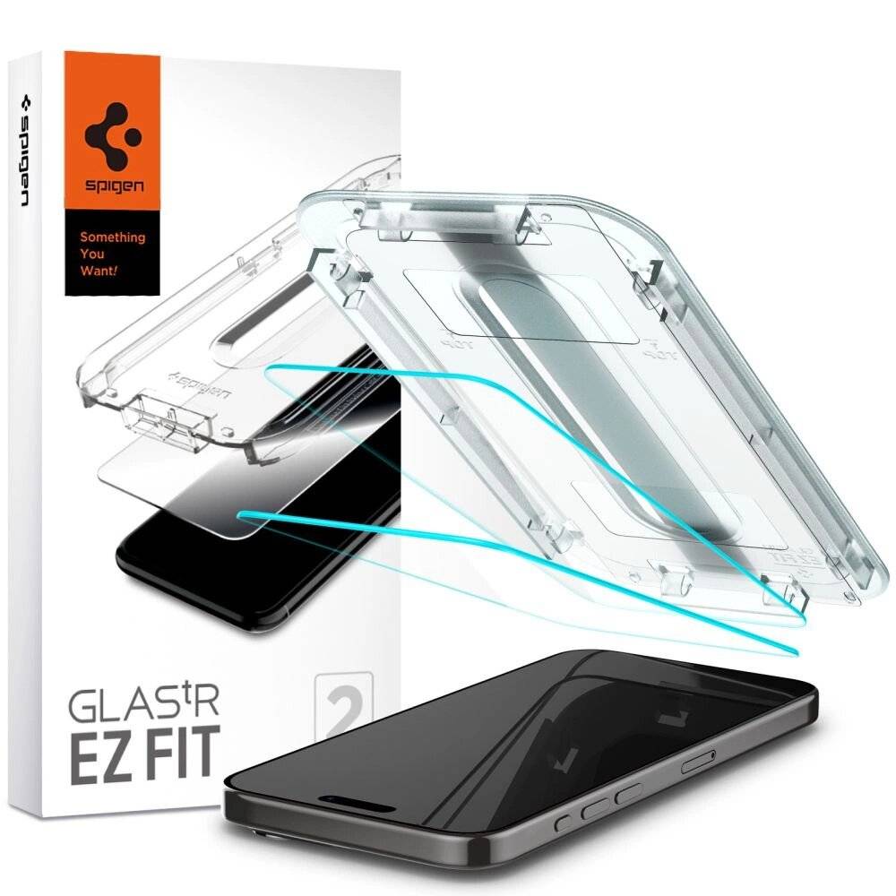 Spigen Glas.tR EZ Fit gehärtetes Glas iPhone 15 Pro - 2 Stk.