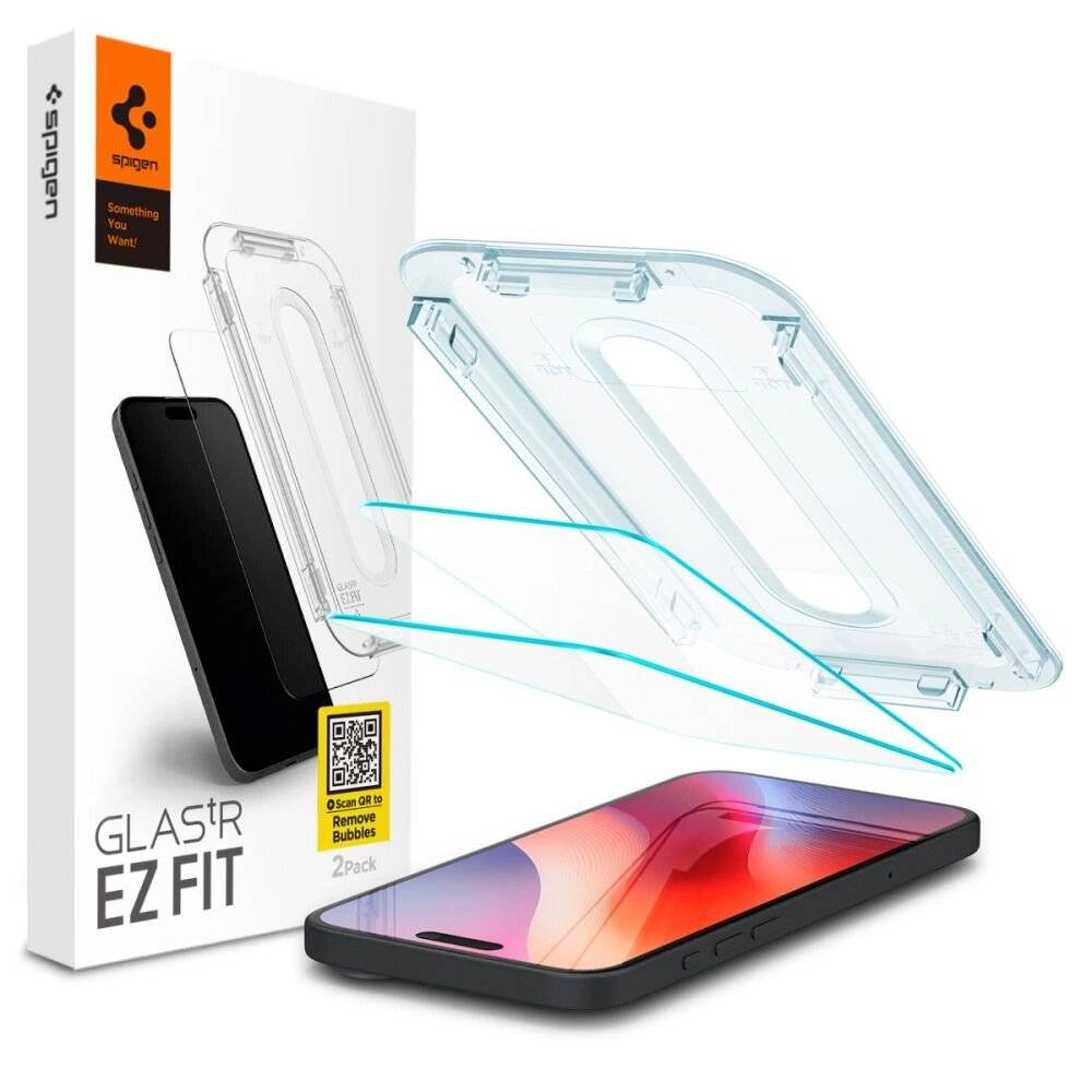 Spigen Glas.tR EZ Fit gehärtetes Glas iPhone 15 / 16 - 2 Stk.