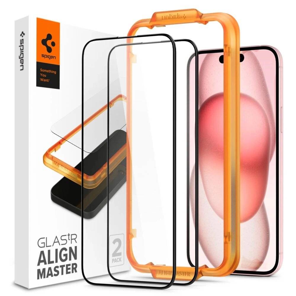 Spigen ALM Glass FC Schutzglas iPhone 15 Plus – Schwarz 2 Stk.