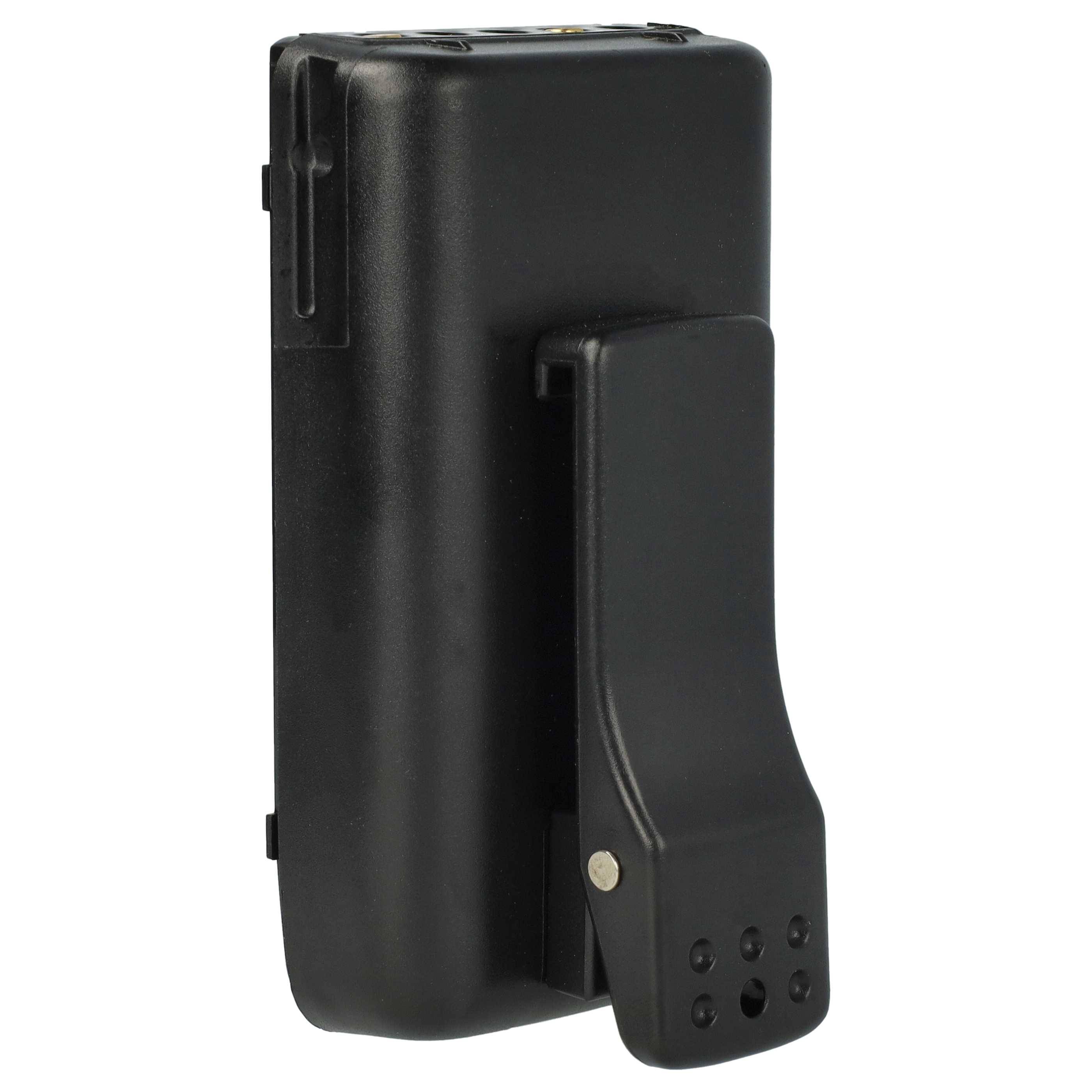 Ein schwarzer Pager mit Frontdisplay und Gürtelclip, häufig zur Empfindung von Nachrichten oder Benachrichtigungen in beruflichen Umgebungen verwendet.