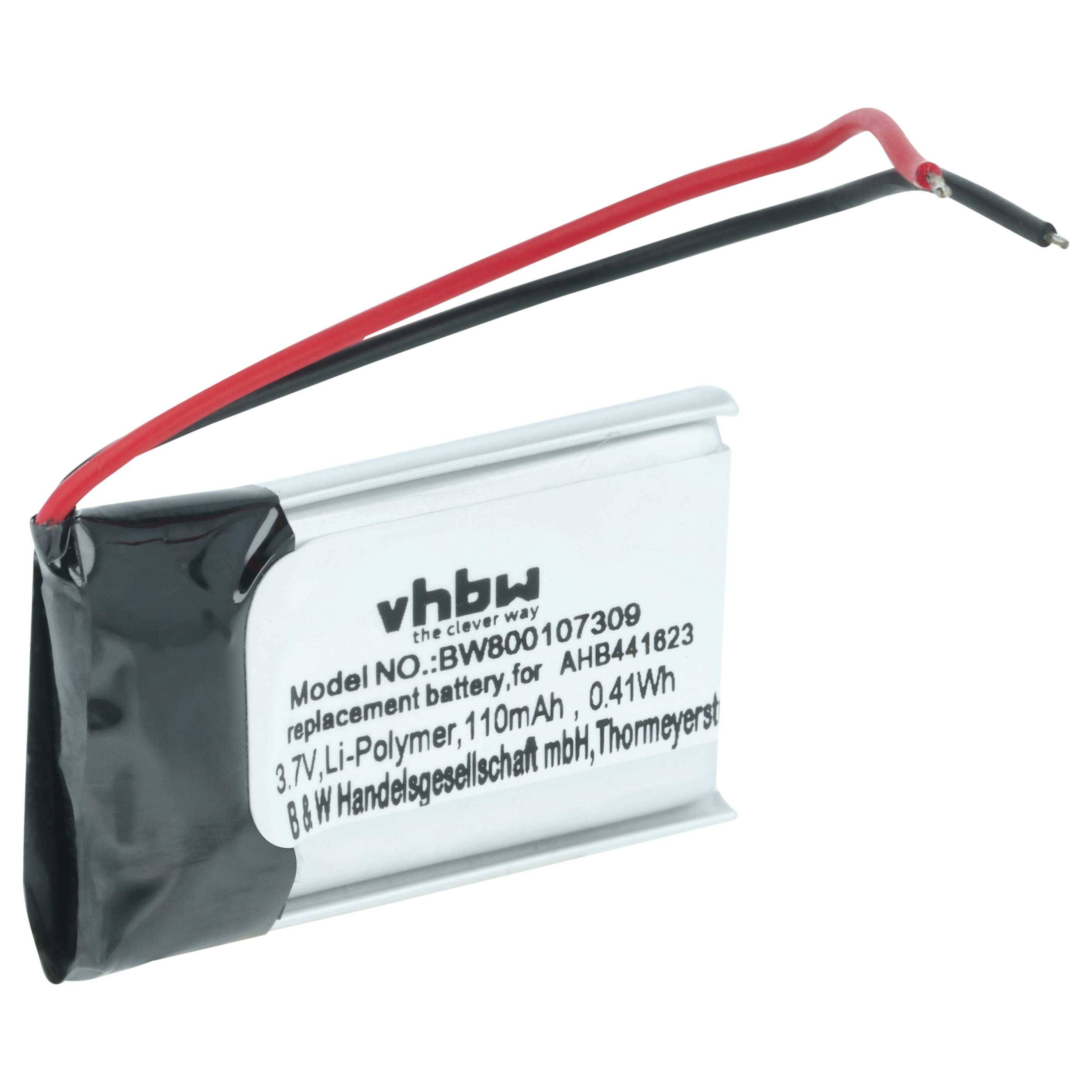 Li-Polymer-Akku mit der Bezeichnung „vhbw Modell-Nr.: BW8001070309, Ersatz für AHB441623, 3,7V, 110mAh, 0,41Wh