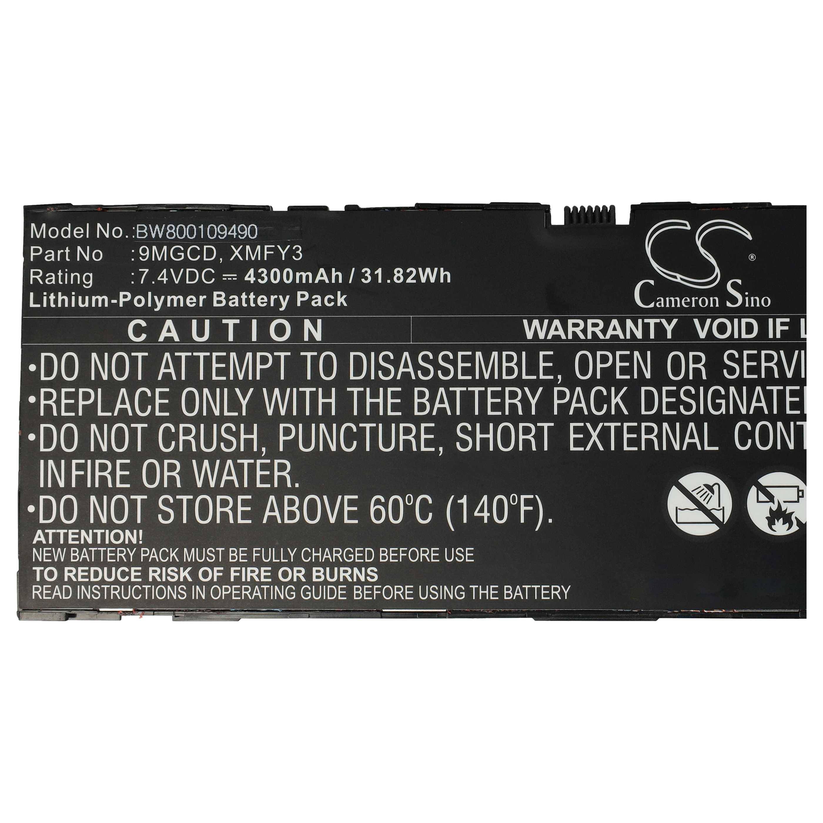 Warnung: Lithium-Polymer-Akku. Nicht auseinandernehmen, zerquetschen oder Feuer oder Wasser aussetzen. Unter 60°C (140°F) lagern.