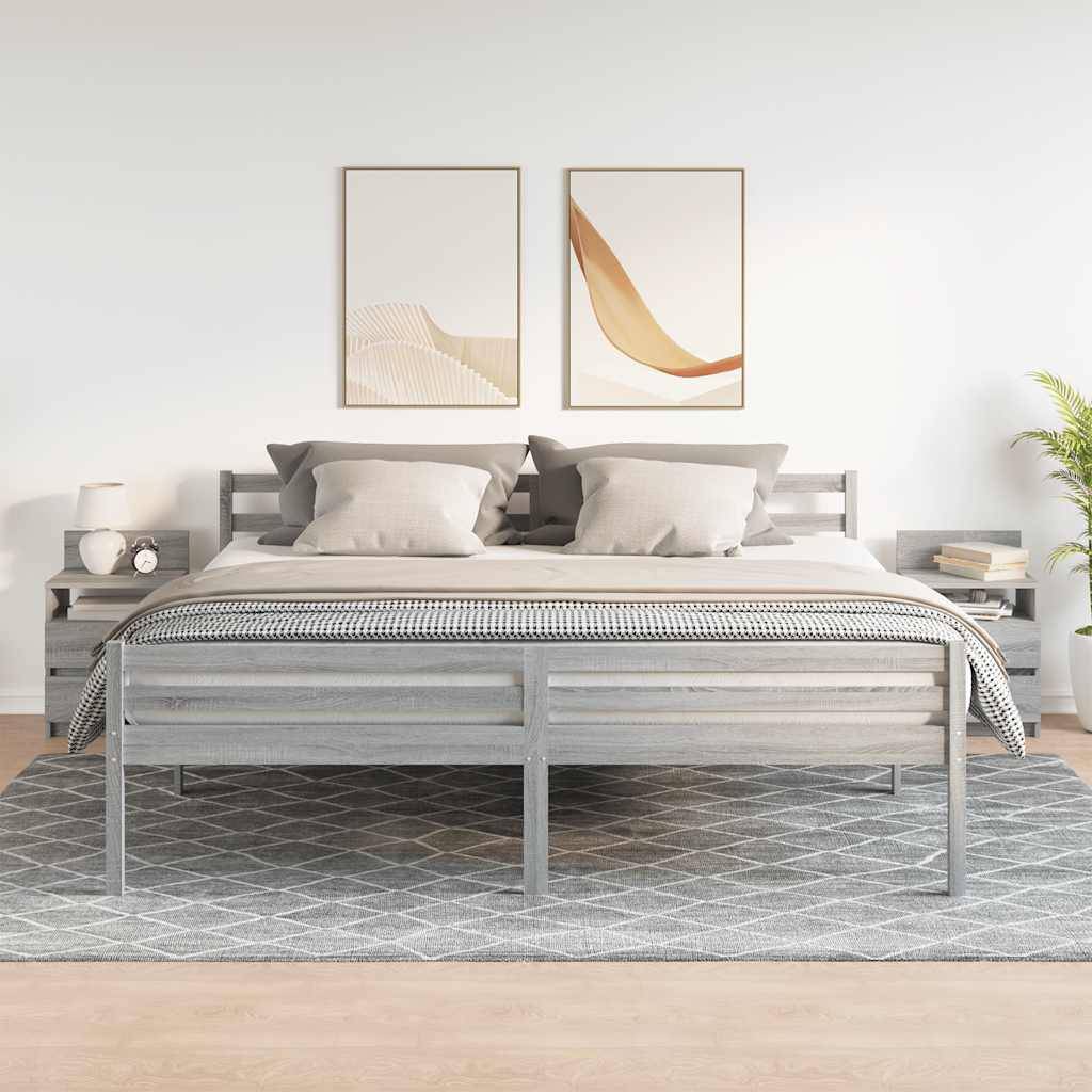 vidaXL Nachttische 2 Stk. mit 2 Schubladen Grau Sonoma 40x33x60 cm