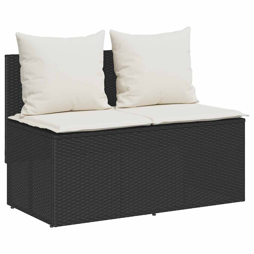 vidaXL 3-tlg. Garten-Essgruppe mit Kissen Schwarz Poly Rattan