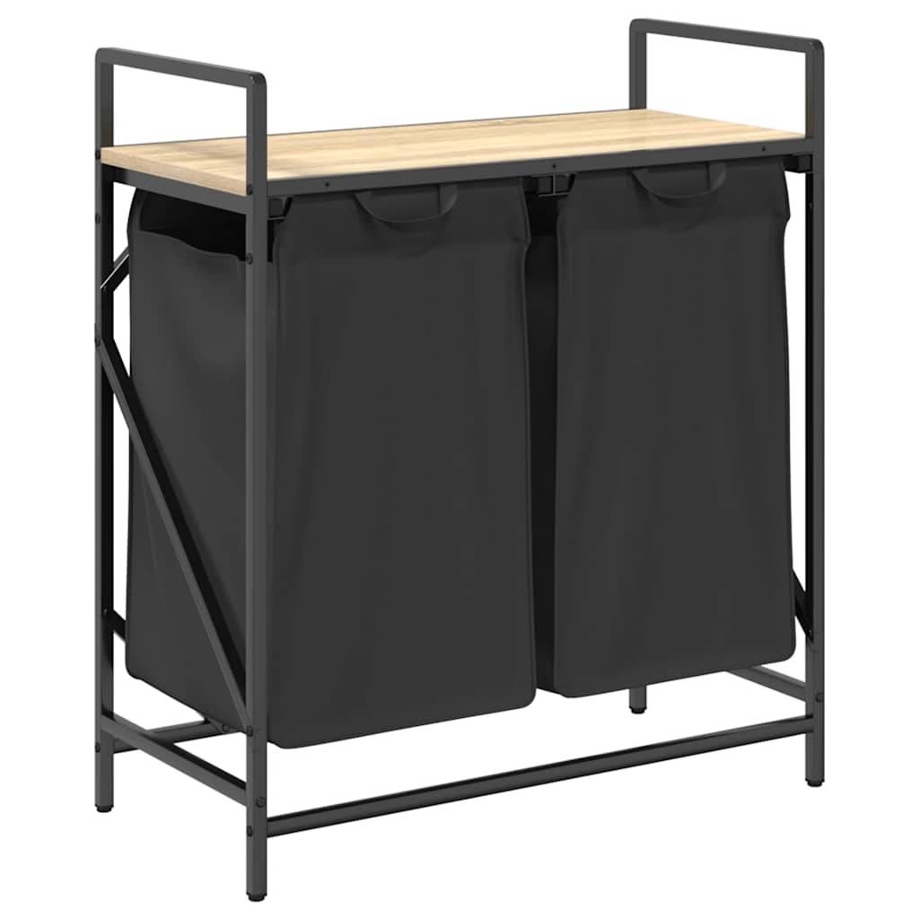 vidaXL Wäschekorb 2 Fächer mit Ablage Sonoma-Eiche