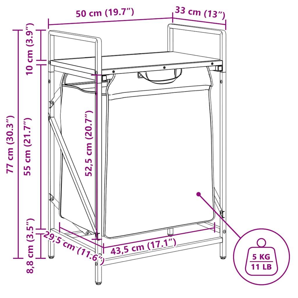 vidaXL Wäschekorb 1 Fach mit Ablage Sonoma-Eiche