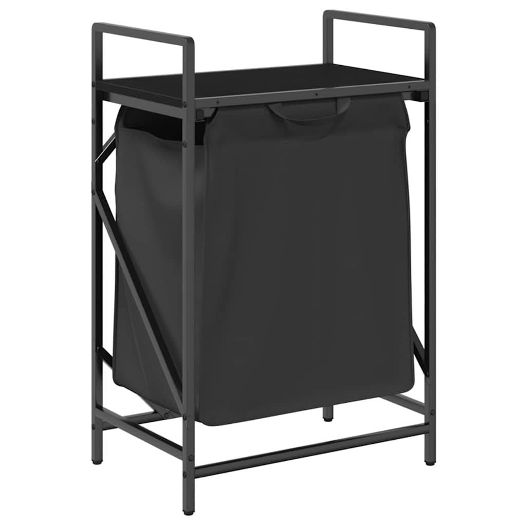 vidaXL Wäschekorb 1 Fach mit Ablage Schwarz Eichen-Optik