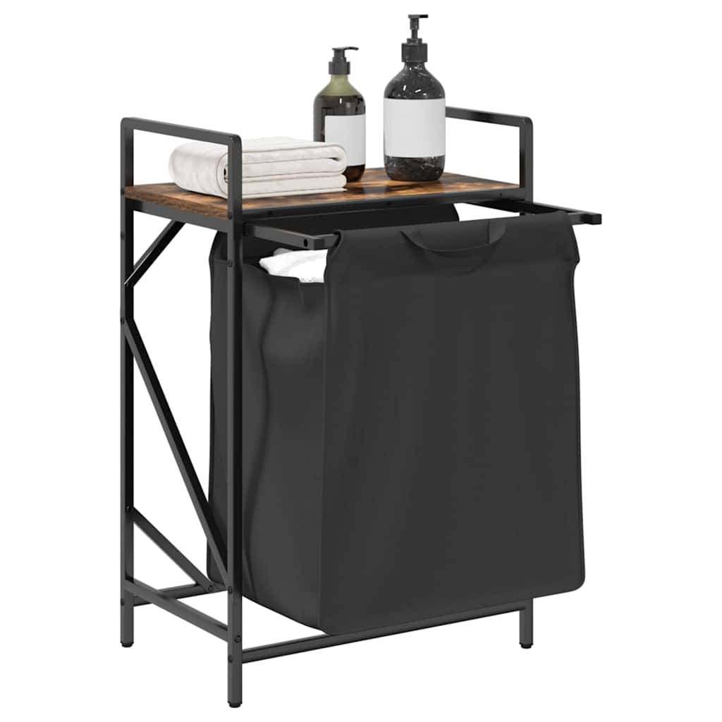 vidaXL Wäschekorb 1 Fach mit Ablage Räuchereiche