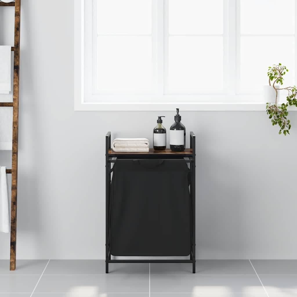 vidaXL Wäschekorb 1 Fach mit Ablage Räuchereiche