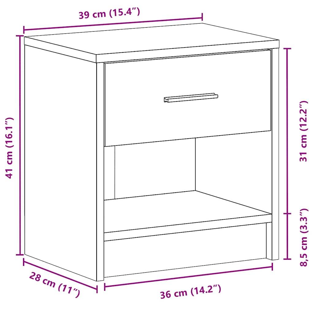 vidaXL Nachttisch mit Schublade Räuchereiche 39x28x41 cm