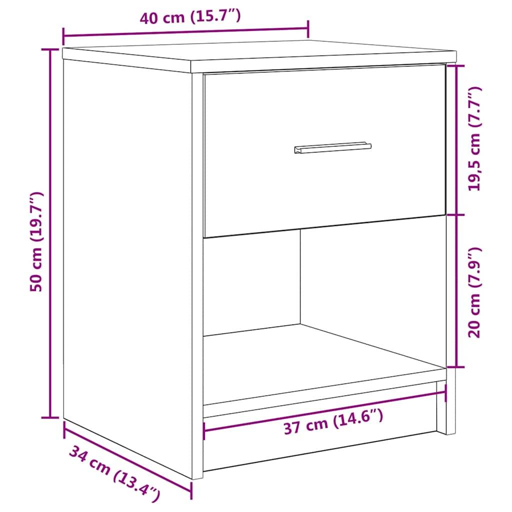 vidaXL Nachttische 2 Stk. mit Schublade Grau Sonoma 40x34x50 cm