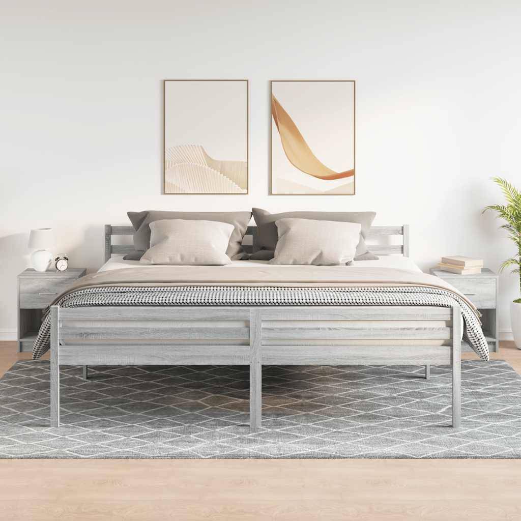 vidaXL Nachttische 2 Stk. mit Schublade Grau Sonoma 40x34x50 cm