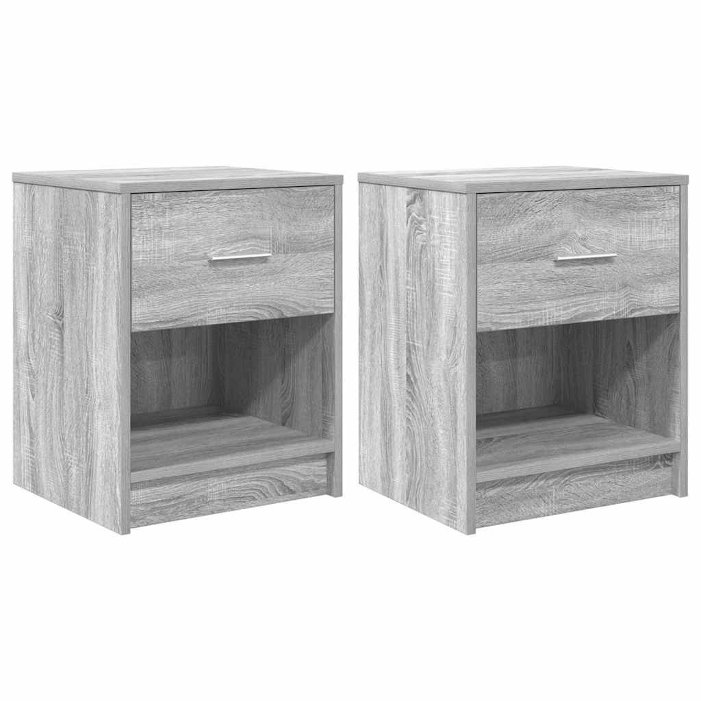 vidaXL Nachttische 2 Stk. mit Schublade Grau Sonoma 40x34x50 cm