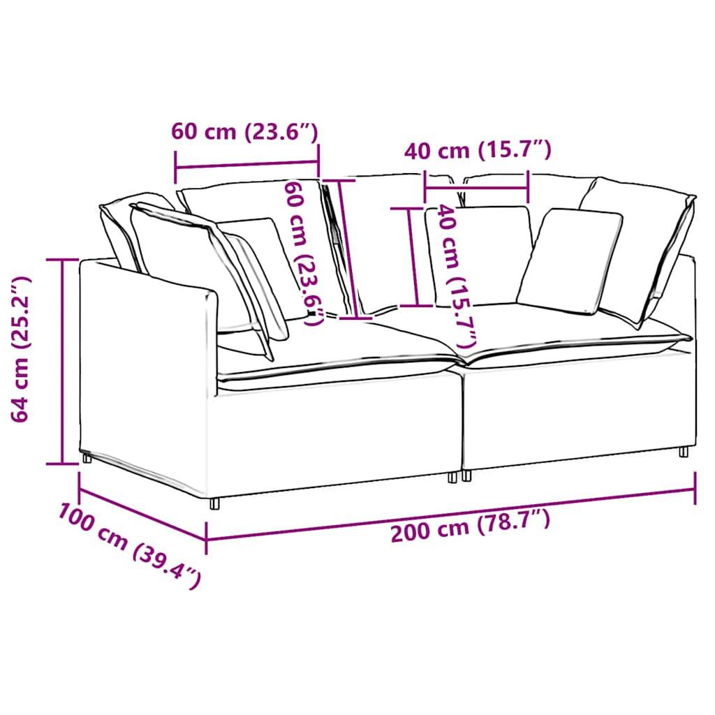 vidaXL Modulares Sofa mit Kissen Cordstoff Hellgrau
