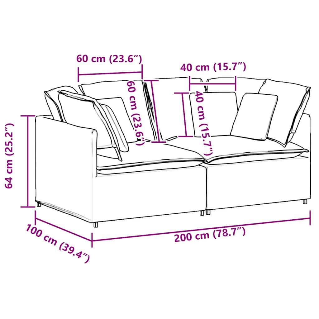 vidaXL Modulares Sofa mit Kissen Samt Dunkelgrün