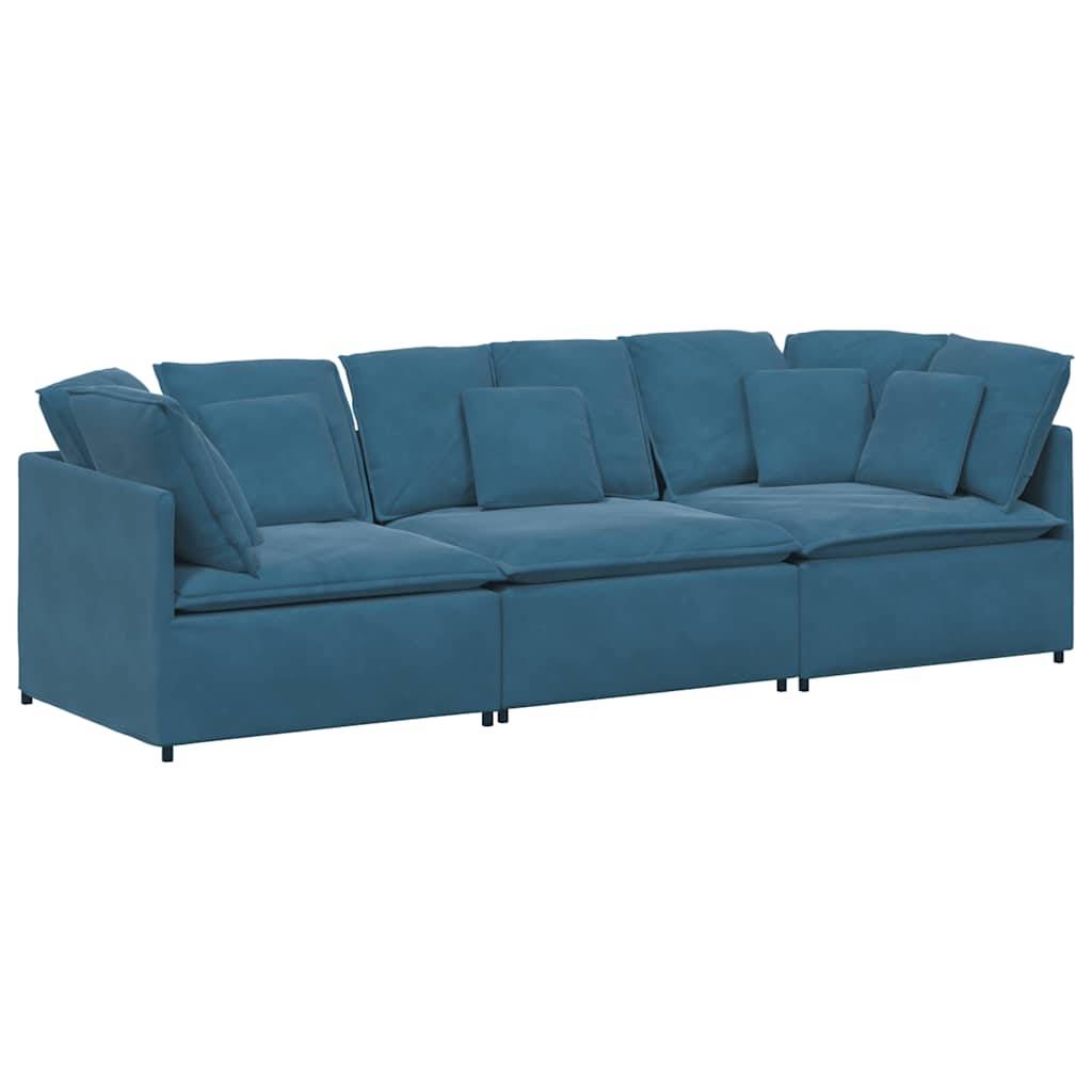 vidaXL Modulares Sofa mit Kissen Samt Blau