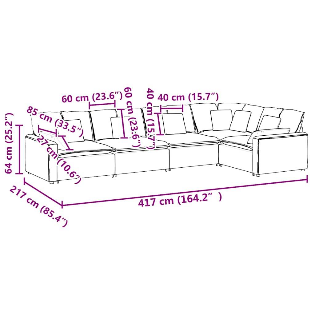 vidaXL Modulares Sofa mit Kissen Samt Dunkelgrau