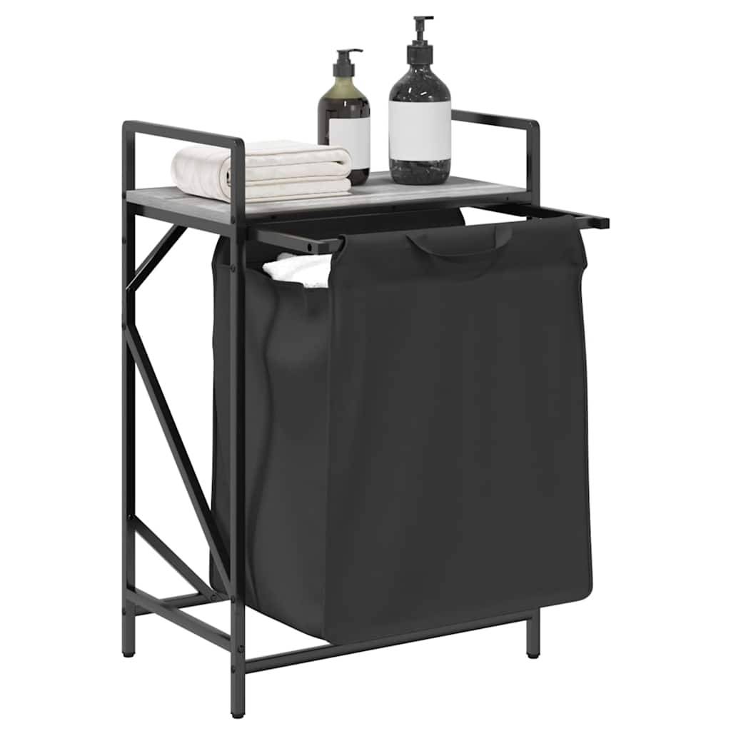 vidaXL Wäschekorb 1 Fach mit Ablage Grau Sonoma