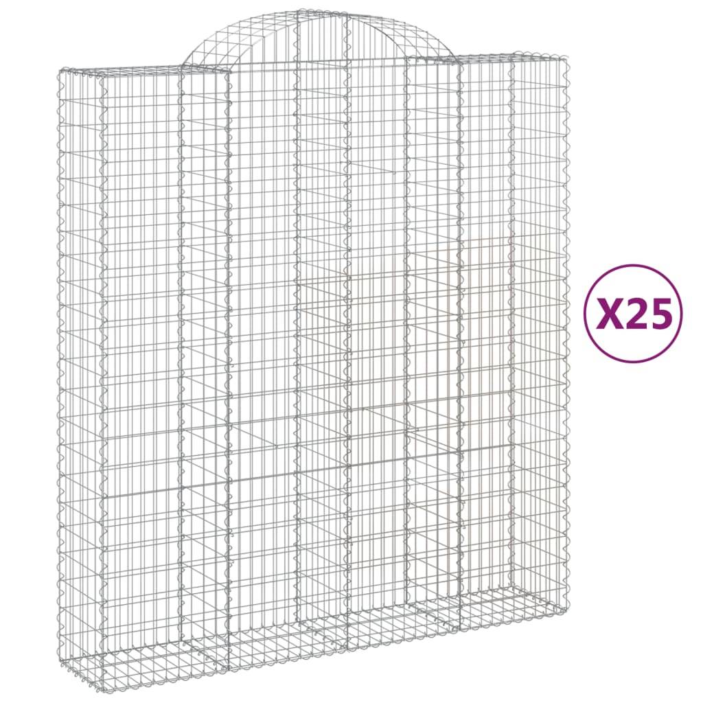vidaXL Gabionen mit Hochbogen 25Stk. 200x50x220/240cm Verzinktes Eisen