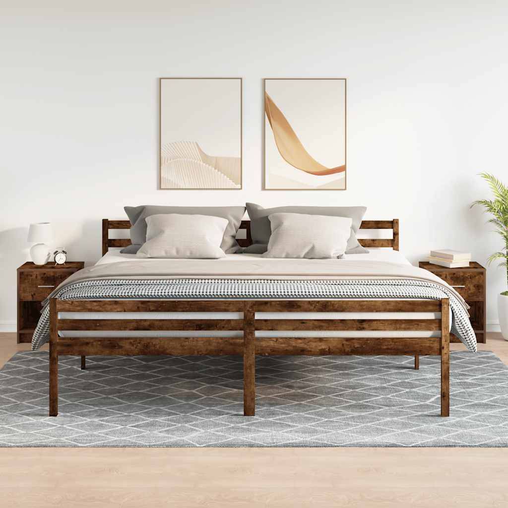 vidaXL Nachttische 2 Stk. mit Schublade Räuchereiche 40x34x50 cm
