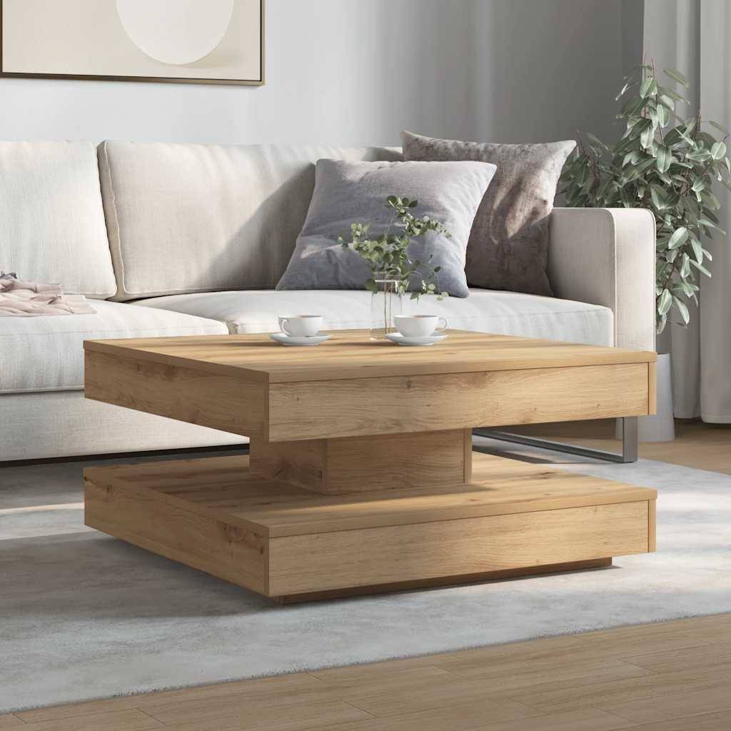 vidaXL Couchtisch 360-Grad Drehbar Artisan-Eiche 70x70x34,5 cm