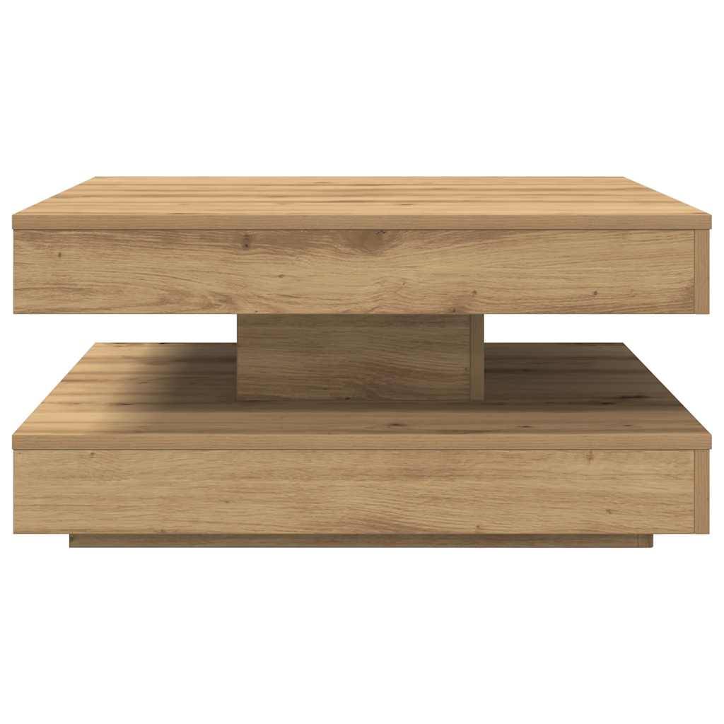 vidaXL Couchtisch 360-Grad Drehbar Artisan-Eiche 70x70x34,5 cm