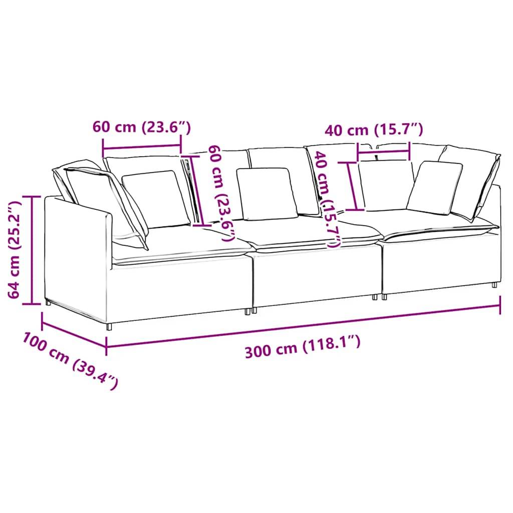 vidaXL Modulares Sofa mit Kissen Samt Cream