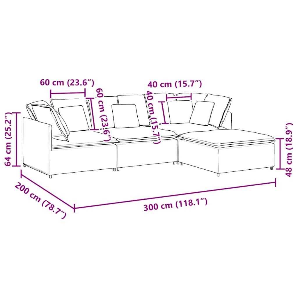 vidaXL Modulares Sofa mit Fußhocker Kissen Samt Schwarz