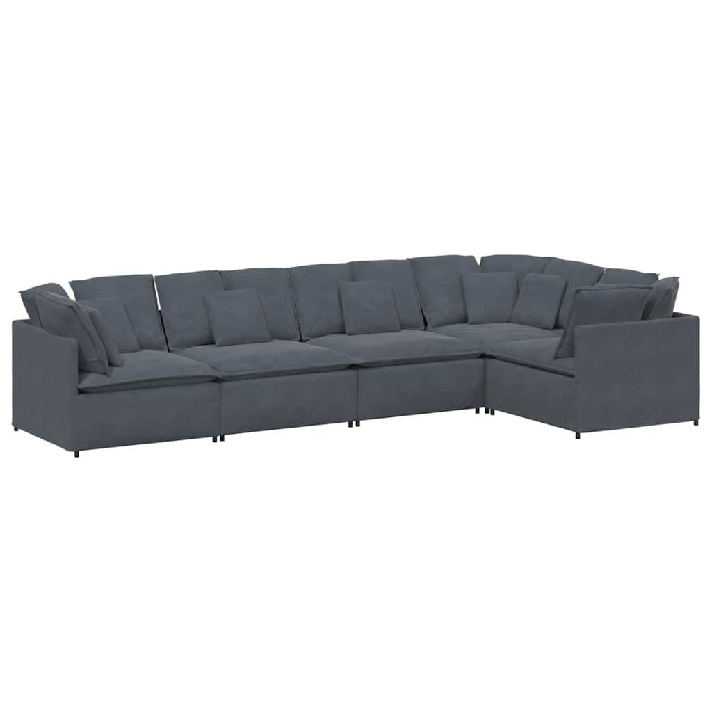 vidaXL Modulares Sofa mit Kissen Samt Dunkelgrau