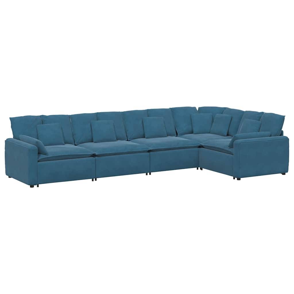vidaXL Modulares Sofa mit Kissen Samt Blau