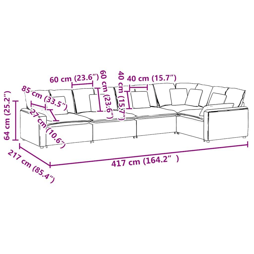 vidaXL Modulares Sofa mit Kissen Samt Blau