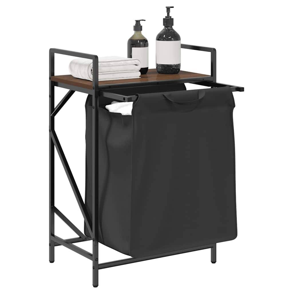 vidaXL Wäschekorb 1 Fach mit Ablage Braun Eichen-Optik