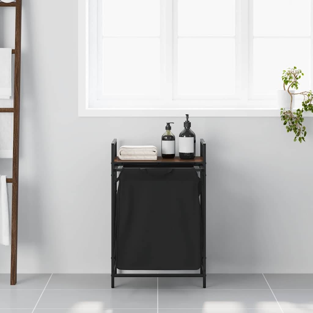 vidaXL Wäschekorb 1 Fach mit Ablage Braun Eichen-Optik