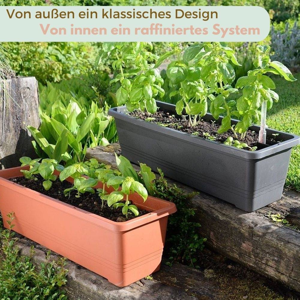 Blumenkasten Fensterbank Außen Blumenkasten Balkongeländer Balkonkasten mit Wasserspeicher Metall Halterung Pflanzkasten Outdoor Metallhalterung 2