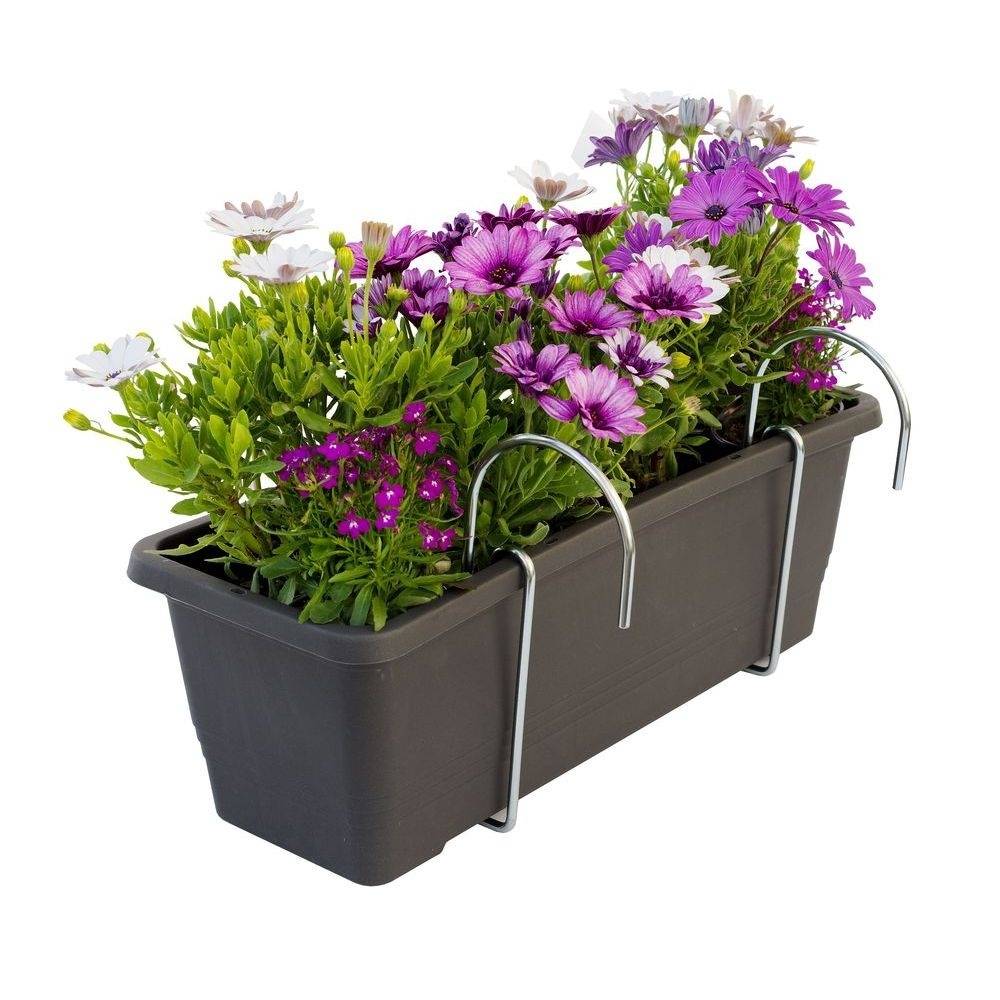 Blumenkasten Fensterbank Außen Blumenkasten Balkongeländer Balkonkasten mit Wasserspeicher Metall Halterung Pflanzkasten Outdoor Metallhalterung 2