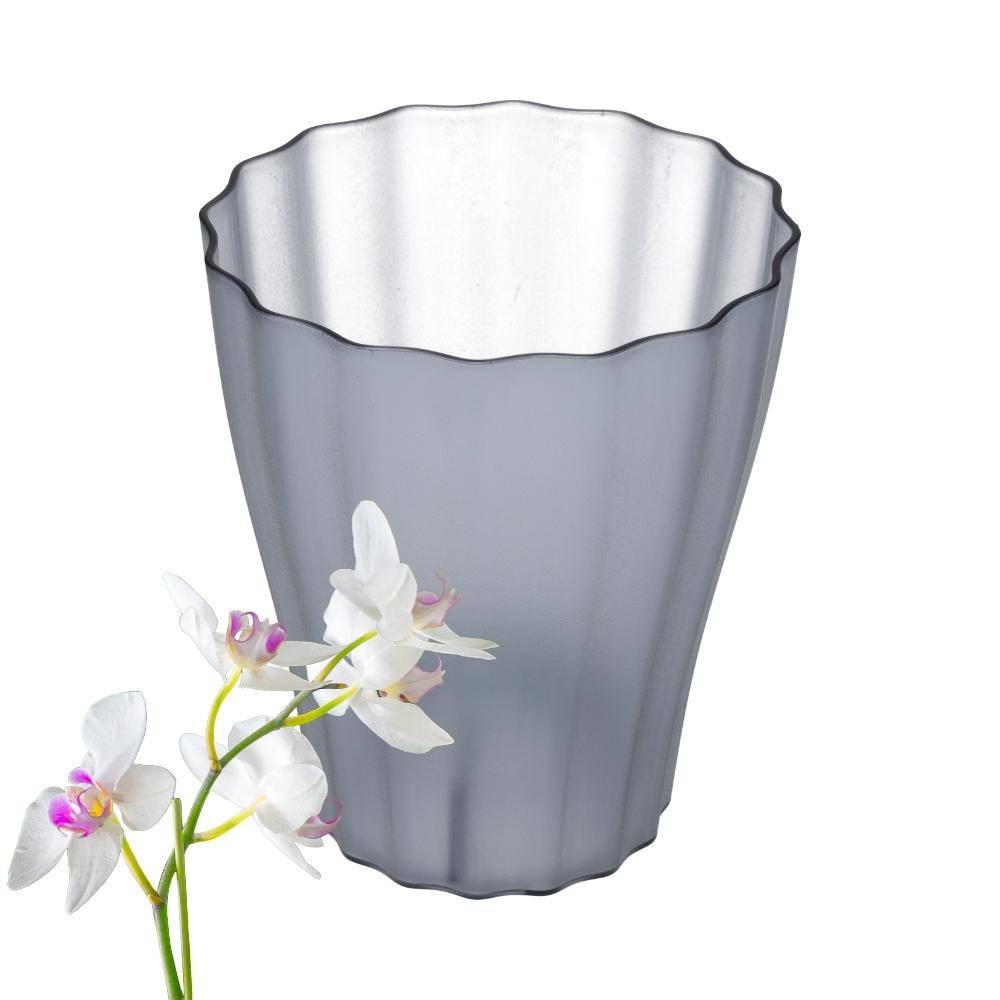 Orchideentopf Blumen Orchideen Übertopf transparent aus Kunststoff durchsichtig Elegant OLA Ø 13 cm rauchfarbig
