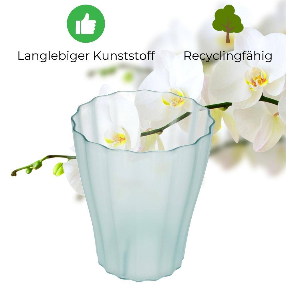 Orchideentopf Blumen Orchideen Übertopf transparent aus Kunststoff durchsichtig Elegant OLA Ø 13 cm rauchfarbig