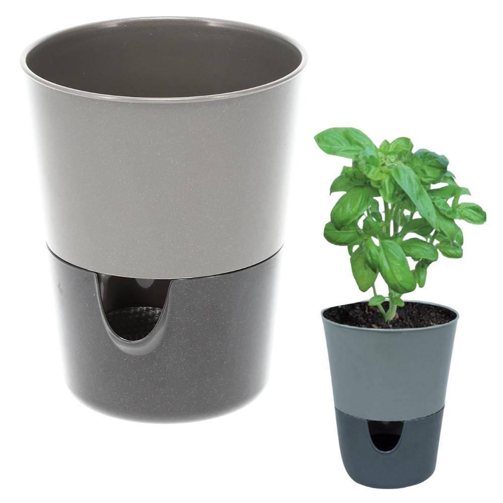 Kräutertopf mit Bewässerungssystem Kräutergarten Küche Balkon Fensterbank Selbstbewässernd Glänzend Kräuterbeet Kräuter Blumen Topf hell + dun