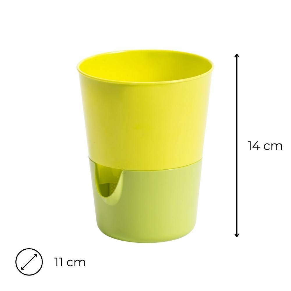 Kräutertopf mit Bewässerungssystem Kräutergarten Küche Balkon Fensterbank Selbstbewässernd Glänzend Kräuterbeet Kräuter Blumen Topf gelb + gr?