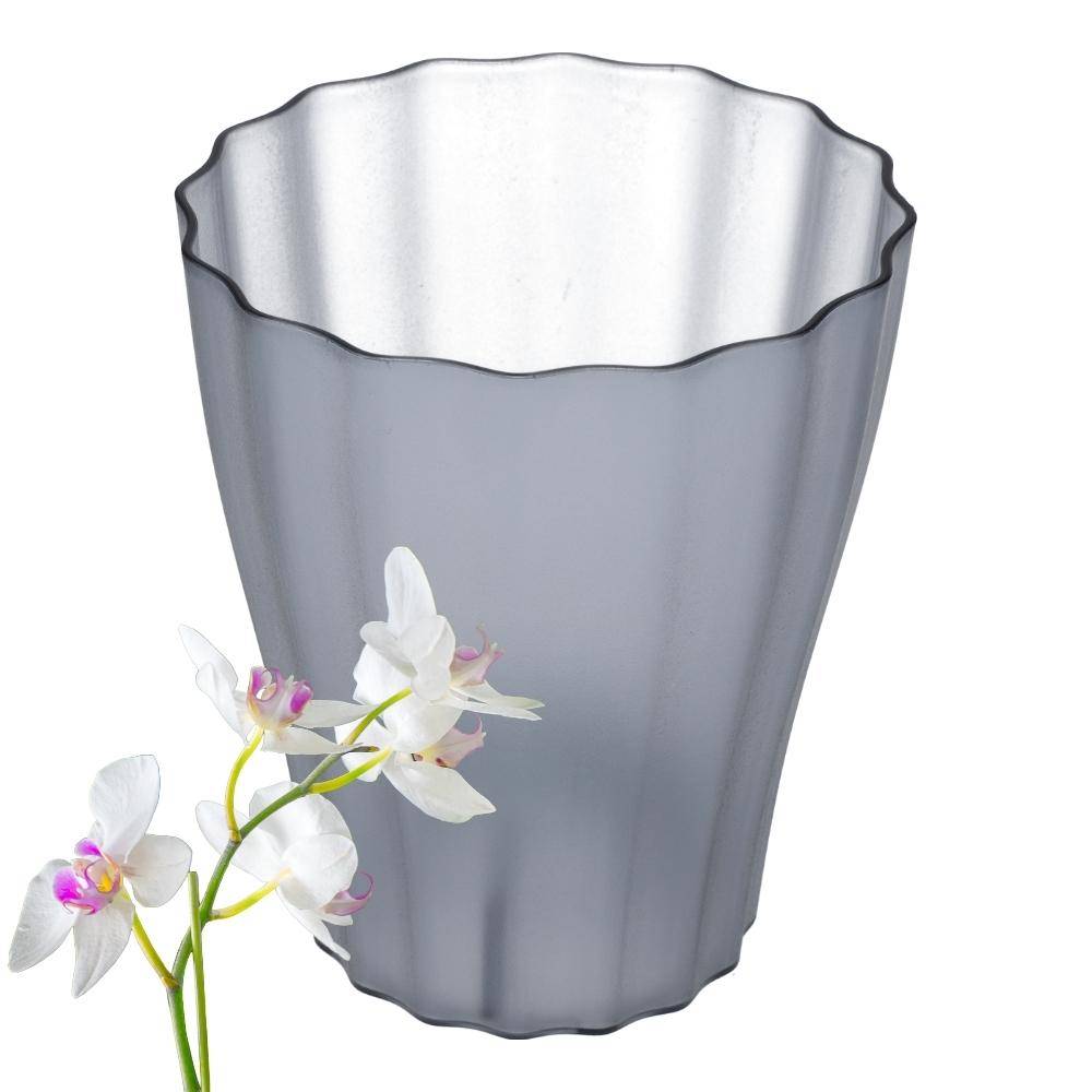 Orchideentopf Blumen Orchideen Übertopf transparent aus Kunststoff durchsichtig Elegant OLA Ø 16 cm rauchfarbig